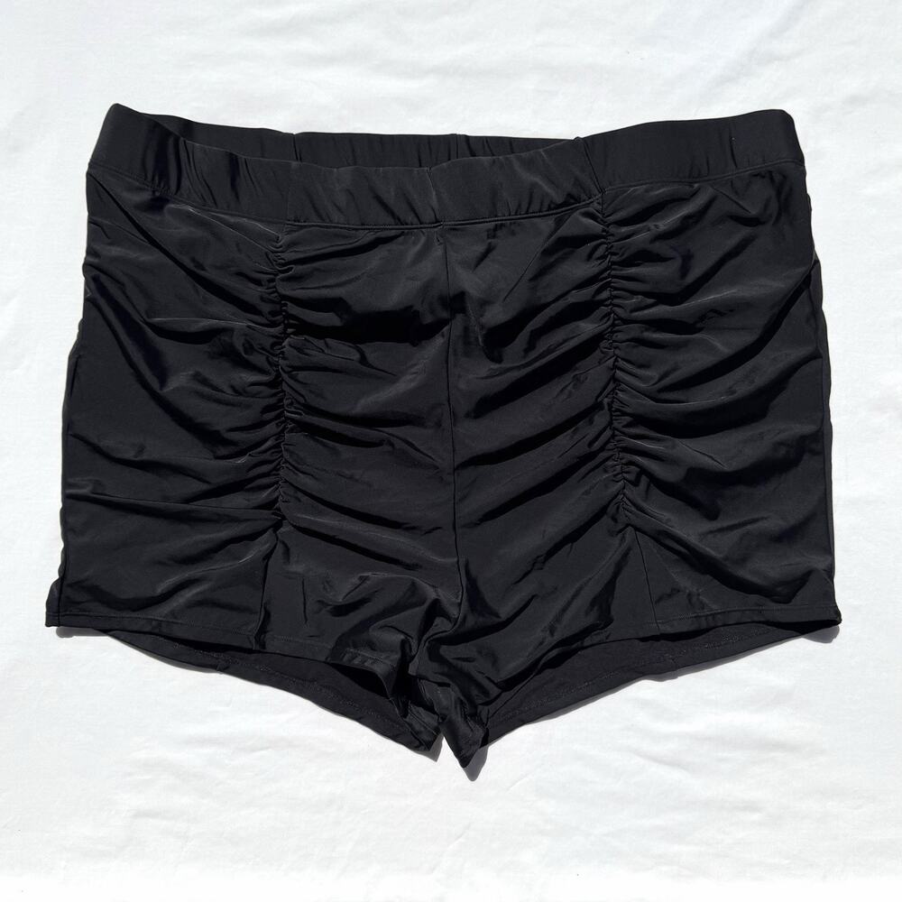 Torrid Ultra High Rise Ruched Swim Shorts Womens Plus 5 Black 5X